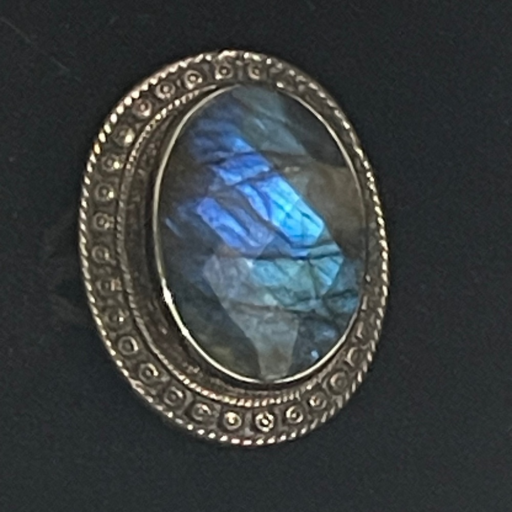Nicky Butler Sterling Silver Lg Flashy Labradorite Natural Gem Ring NICE!